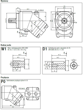 Silnik hydrauliczny tłoczkowy Hydro Leduc (objętość robocza: 25 cm³, maksymalna prędkość ciągła: 6300 min-1 /obr/min) 01538890