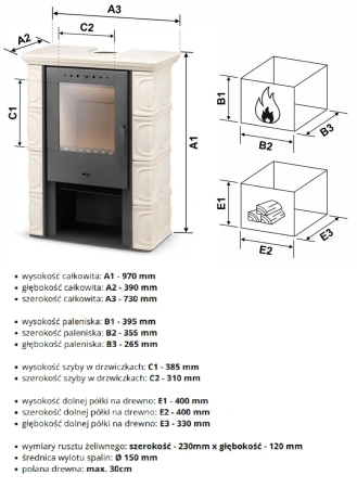 Piec wolnostojący 6-10kW (kolor: cappuccino) spełnia anty-smogowy EkoProjekt 99680029