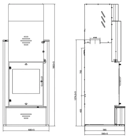 Piec piecyk kominek na drewno z płaszczem wodnym 16kW - spełnia anty-smogowy EkoProjekt 48283343
