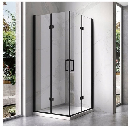 Calbati Kabina prysznicowa 90x90 czarna składana 6mm 23178226