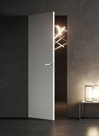Drzwi ukryte z niewidoczną ościeżnicą, z wypełnienem płyta wiórowa 3 zawiasy (strona lewa, szerokość drzwi 80 cm) 48479737