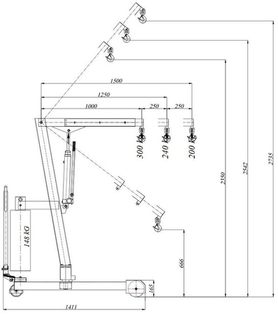 Żuraw hydrauliczny skrętny (udźwig: od 200 do 300 kg) 58764864