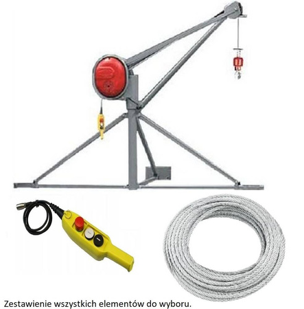 Wciągarka elektryczna linowa budowlana 500kg/30m - do wyboru sterowanie ręczne, lina 08179945