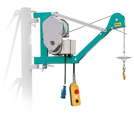Wciągarka linowa budowlana z podnoszonym wysięgnikiem pod stałym kątem 45º (udźwig: 300 kg, wysokość podnoszenia: 30 m) 05668345