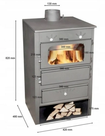 Piec stalowy wolnostojący z płaszczem wodnym 5/7 kW - spełnia anty-smogowy EkoProjekt 04482054