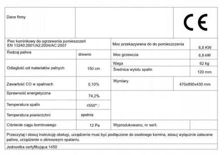 Piec wolnostojący stalowy 7-10kW na drewno (średnica wylotu spalin: 120mm) - spełnia anty-smogowy EkoProjekt 65882972