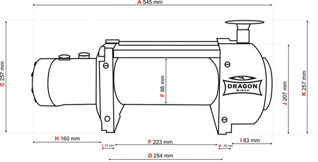 Wyciągarka hydrauliczna DWHI 15000 HD bez sterowania, z liną stalową 28m, hamulec dynamiczny (udźwig: 15000lb/6803 kg, maks. ciśnienie oleju: 14,5 Mpa) 55966808