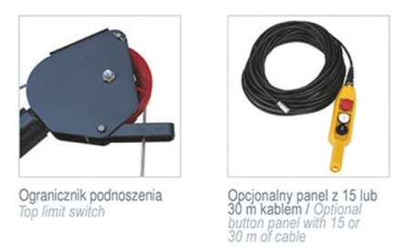 Wciągarka elektryczna linowa budowlana 325kg/30m - do wyboru ramię, mocowanie do rusztowania, sterowanie 08179947