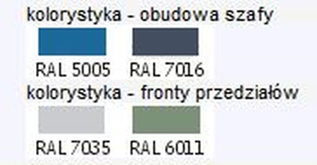 Szafa z wysuwanymi przedziałami do opraw narzędziowych CNC, bez półek (wymiary szafy: 1100x1150x1850 mm) 00877119