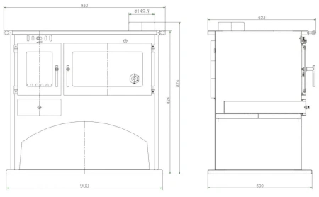 Piec kominek wolnostojący kuchnia, angielka 11kW z piekarnikiem, bez płaszcza wodnego - spełnia anty-smogowy EkoProjekt 48280261