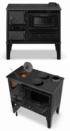 Kuchnia węglowa emaliowana z piekarnikiem 8,7-10,7kW – kolor czarny – średnica wylotu spalin 130 mm 99682164