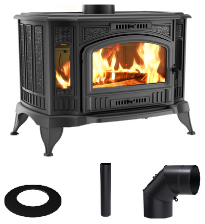 Piec wolnostojący koza 10kW K9 z wylotem spalin fi 150 + Gratis: Rozeta stalowa okrągła fi 150 + Rura stalowa 150/1m + Kolano ruchome 150/90 - spełnia anty-smogowy EkoProjekt 30079553