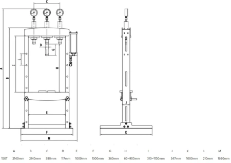 Prasa hydrauliczna elektryczna, spawana konstrukcja 400V (siła nacisku: 150 T) 80183160