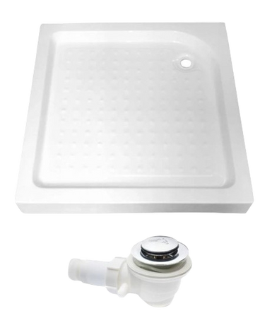 Brodzik kwadratowy 90x90 głęboki 15cm biały+syfon 23178200