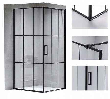 Kabina prysznicowa 80x80 szkło 6mm kwadrat czarna 23178255