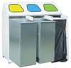 Metalowy pojemnik na odpady 3-komorowy, 2 kosze metalowe, 1 obejma do worków (wymiary: 1072x1065x450 mm) 00853981