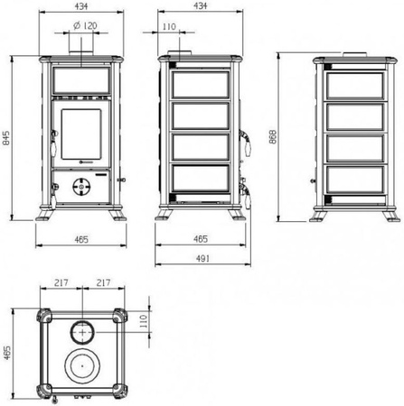 Piec wolnostojący 6,5kW (kolor: bordo) 88810909
