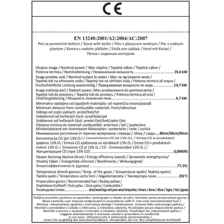  Piec wolnostojący z płaszczem wodnym 4,7–14,7 kW – EkoProjekt, Ø120 mm 99669660