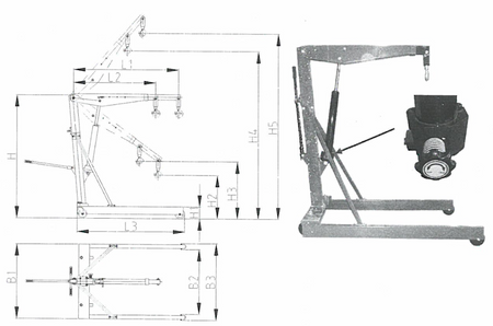 Żurawik warsztatowy GermanTech (udźwig w pozycji: 700-1000 kg, szerokość dla palety:  840 mm) 99724831