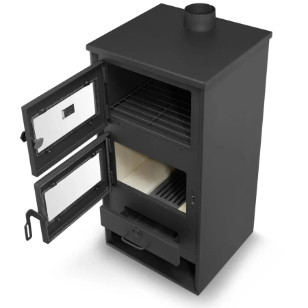 Piec piecyk kominek koza stalowy 10,6kW z piekarnikiem piekarnik na drewno (kolor: antracytowy) - spełnia anty-smogowy EkoProjekt 99683061