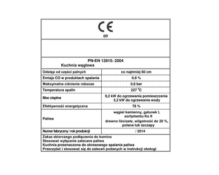 Kuchnia, angielka, moc kuchni/wody: 9,2/3,2kW, Jawor z wężownicą (nieobudowana, kolor: biało brązowy) - spełnia anty-smogowy EkoProjekt 25980270