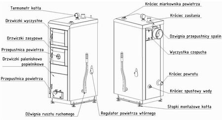 Kocioł zasypowy na węgiel 18kW z płaszczem wodnym (pojemność komory paliwa: 55 dm3) - spełnia anty-smogowy EkoProjekt 50072708