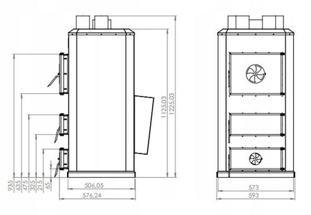 Piec nadmuchowy 25kW, blacha kotłowa 6 i 10mm (paliwo: drewno, miał węglowy, węgiel brunatny, węgiel kamienny, pellet) 95472711