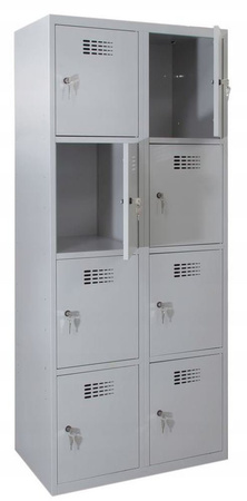 Szafa szafka 8 skrytkowa śniadaniowa socjalna, kolor: RAL7035 (jasnoszary) (wymiary: 1800x600x500 mm) 09276034