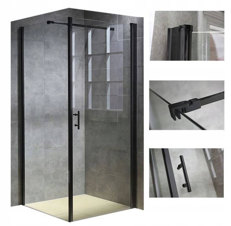 Kabina prysznicowa 90x90 szkło 6mm kwadrat czarna 23178196