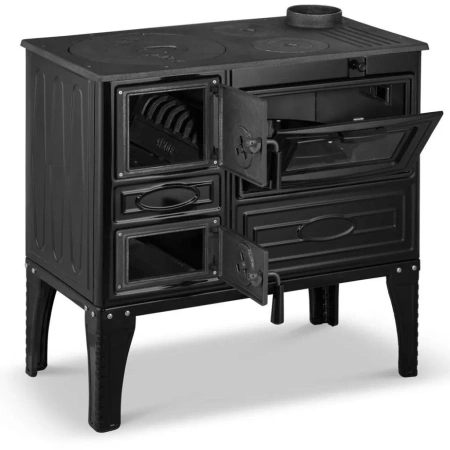 Kuchnia węglowa emaliowana z piekarnikiem 8,7-10,7kW – kolor czarny – średnica wylotu spalin 130 mm 99682164