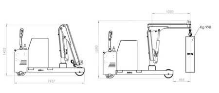 LIFERAIDA Żuraw z ramieniem stałym w pełni elektryczne, wysięgnik podwójny - elektryczne sterowane za pomocą proporcjonalnych dźwigni (udźwig: 1000 kg, maks. wysieg ramienia: 2200 mm, maks. wysokość: 3750 mm) 03082039
