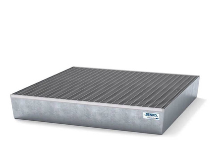 Wanna wychwytowa ze stali na 4 beczki, cynkowana, z kratą, 1236 x 1210 x 190 72279253