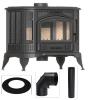 Piec wolnostojący koza eco 8kW K9 z wylotem spalin fi 150 + Gratis: Rozeta stalowa okrągła fi 150 + Rura stalowa 150/1m + Kolano ruchome 150/90 - spełnia anty-smogowy EkoProjekt 30083345
