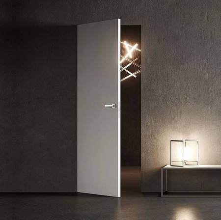 Drzwi ukryte z niewidoczną ościeżnicą, z wypełnienem płyta wiórowa 3 zawiasy (strona lewa, szerokość drzwi 80 cm) 48479737