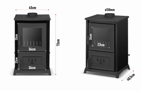 Piec kominek koza żeliwny z płytą grzewczą fajerką czarny 6,5-8,5kW na drewno (średnica wylotu spalin: 130mm) - spełnia anty-smogowy EkoProjekt 99683063