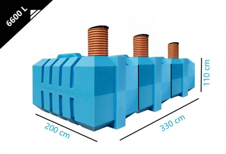 Zbiornik Polietylenowy (plastikowy) na szambo 6600L trzykomorowy 6,6 m3 09681788