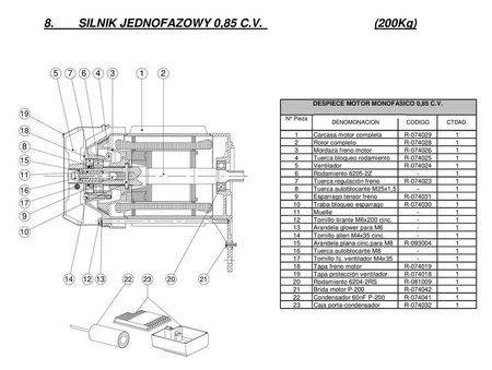 Wciągarka elektryczna linowa budowlana + lina 30m + sterowanie ręczne 1,5m (udźwig: 150 kg) 08126407