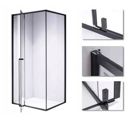 Kabina prysznicowa 120x80 czarna szkło 6mm 23178245