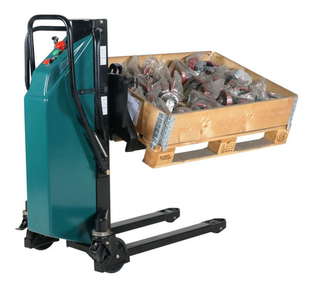 Wózek paletowy podnośnikowy elektryczny z przechyłem GermanTech (max wysokość: 900 mm, udźwig: 800 kg, długość wideł: 1140 mm) 99724829