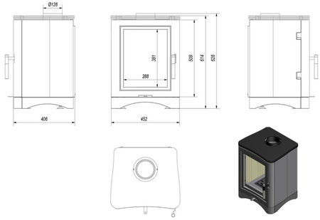 Piec wolnostojący koza 7kW K5 z wylotem spalin fi 130 - spełnia anty-smogowy EkoProjekt 30046811