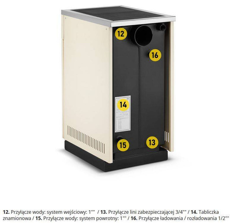 Kuchnia węglowa piec kominek z płaszczem wodnym CO 17-19kW (kolor: beż, średnica wylotu spalin: 120 mm) - spełnia anty-smogowy EkoProjekt 99682753