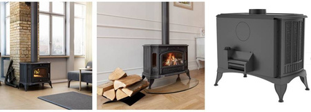 Piec wolnostojący koza 10kW K9 ASDP z wylotem spalin fi 150 Gratis: Rozeta stalowa okrągła fi 150 + Rura stalowa 150/1m + Kolano ruchome 150/90 - spełnia anty-smogowy EkoProjekt 30079560