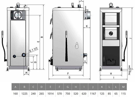 Kocioł zasypowy na węgiel 18kW z płaszczem wodnym (pojemność komory paliwa: 55 dm3) - spełnia anty-smogowy EkoProjekt 50072708