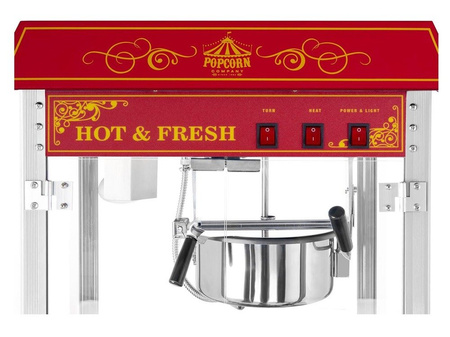 Maszyna do popcornu z wózkiem, czerwona Royal Catering (moc: 1600W, wydajność: 5 - 6 kg/h) 45670649