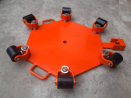 Wózek rotacyjny bez płyty obrotowej do transportu maszyn, urządzeń i sprzętu (rolki: 6x poliamidowe toczone, nośność: 4,6 ton) 50279756