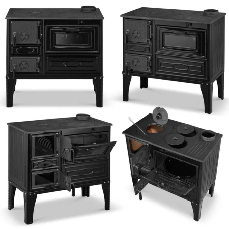 Kuchnia węglowa emaliowana z piekarnikiem 8,7-10,7kW – kolor czarny – średnica wylotu spalin 130 mm 99682164