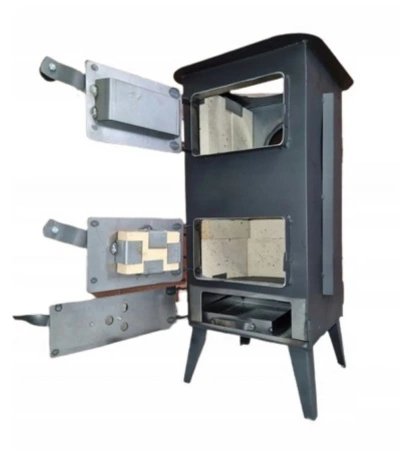 Piec szamotowy piecyk koza 12 cegieł atest 5kW na drewno (kolor: czarny) 57680089
