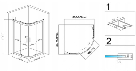 Kabina prysznicowa 90x90 szkło 6mm brodzik 3l 23178244