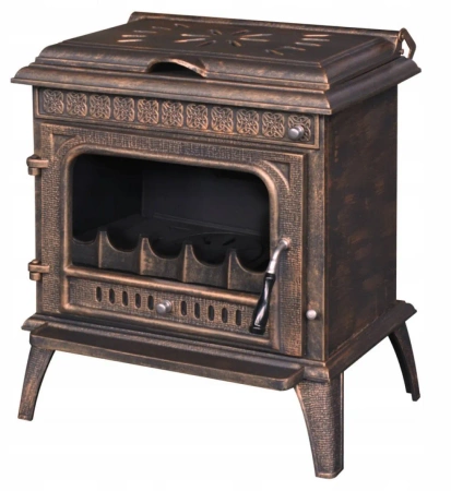 Piec koza żeliwny wolnostojący z płaszczem wodnym i płytą grzewczą 13,6kW (kolor: brąz) - spełnia anty-smogowy EkoProjekt 04483311