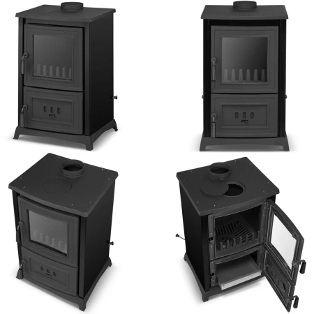 Piec kominek koza żeliwny z płytą grzewczą fajerką czarny 6,5-8,5kW na drewno (średnica wylotu spalin: 130mm) - spełnia anty-smogowy EkoProjekt 99683063